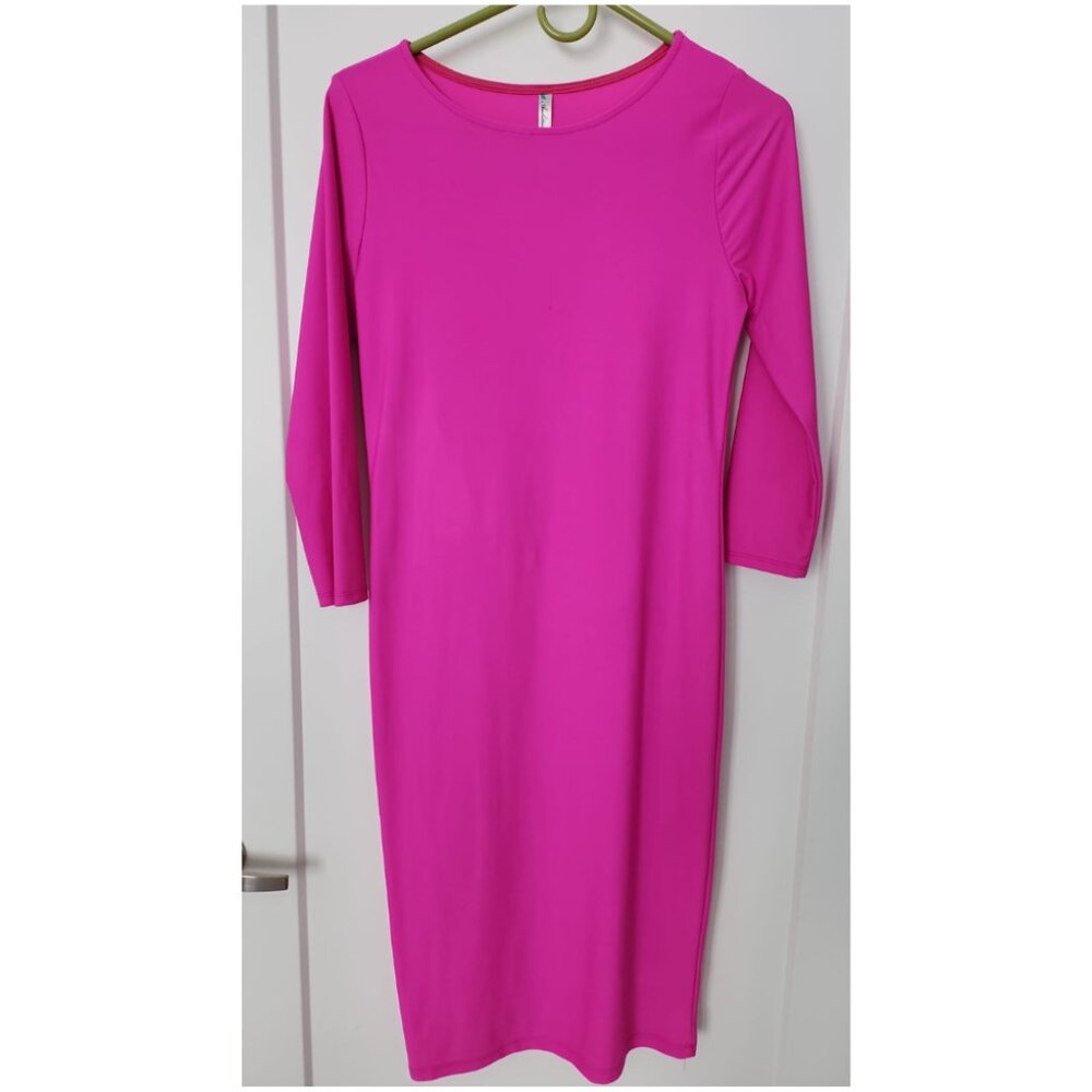 Simple Pink Round Neck Dress